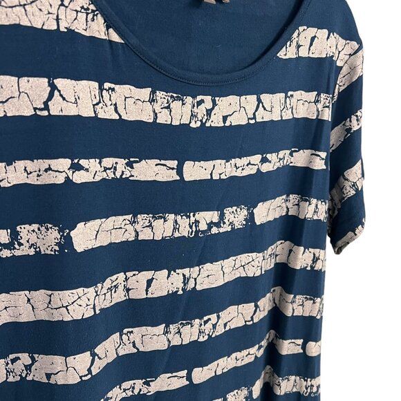 Lisa Rinna QVC Collection Womens Medium Blue & White Striped Short Sleeve Top - Picture 5 of 5